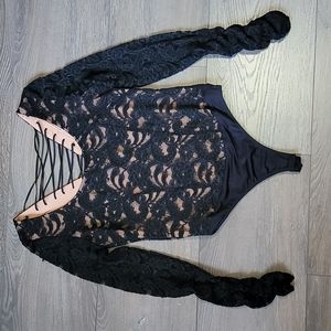 Black lace long sleeve bodysuit size small